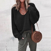 Sweatshirt with a loose V-neck for a casual look for women-2