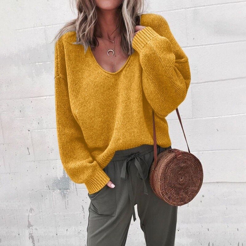 Sweatshirt with a loose V-neck for a casual look for women-4